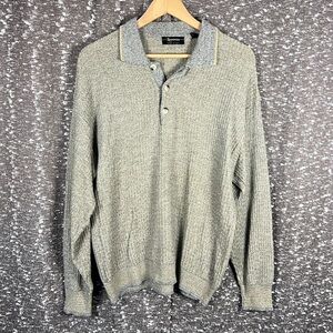 Lorenzo Knit Long Sleeve 1/4 Button Up Polo Shirt Top Made in Italy Size Large